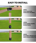 15 Degree Slanted Roof Pergola Bracket Kit With Wall Mount Extension And 3-Way Brackets installation steps