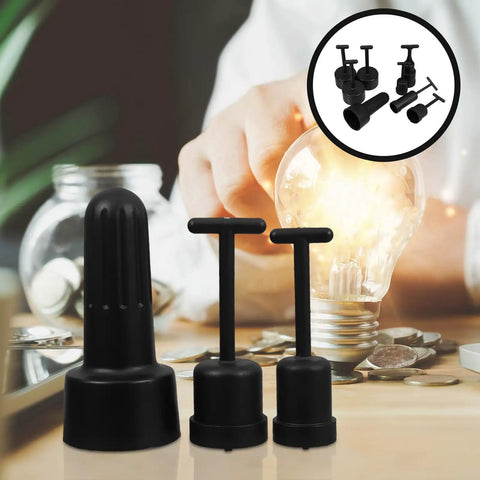 Slick Eight Piece Light Socket Ring Remover Plastic Wrench Set G9 E14 E26 E27 Bulb Base Adapter in black, versatile for lamp maintenance.