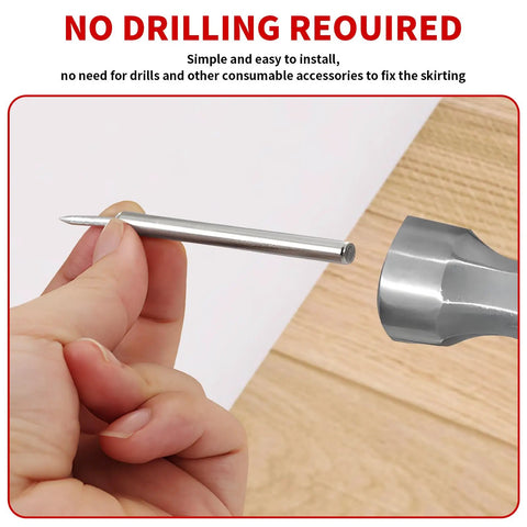 Close-up of a double head skirting nail for easy installation, part of 200 Pack Double Head Skirting Nails With Seamless Threads For Solid Wood Baseboards And Molding.