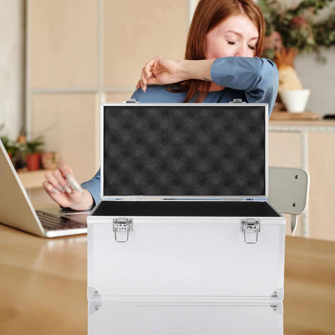 Kickass Aluminum Toolbox With Deadbolt Lock And Shock Absorbing Foam Lining Smooth Portable Hardware Case For Trail Runs Campouts And Spacious Gear Management Waterproof Tough Durable Build opened on a table
