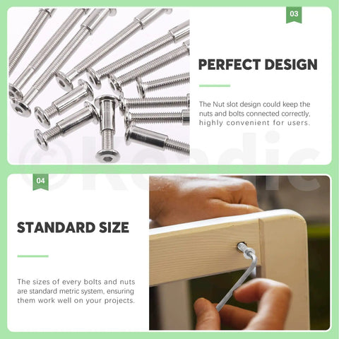 Tough As Nails M6 Socket Cap Bolts And Barrel Nuts Assortment Kit With Hex Setter Tool, smooth design for easy assembly.