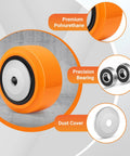 4x2 Inch Replacement Caster Wheels Set Of 4 With 1/2 Inch Bore, Polyurethane On Polyolefin Core, Double Ball Bearing Casters