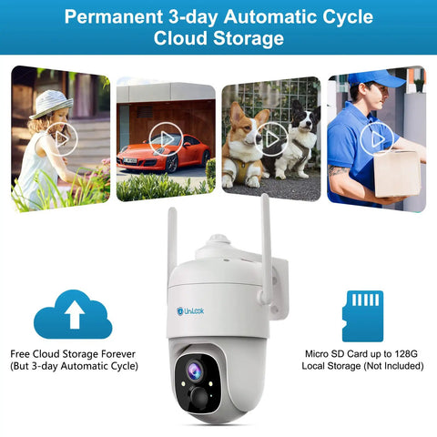 2K Solar Wireless Outdoor Security Camera With 360 Degree PTZ, Solar Powered 3MP HD, WiFi, Smart AI Alerts, 2 Way Talk, Cloud Or SD Storage