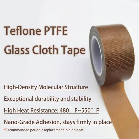 High Temp PTFE Teflon Tape For Heat Sealing And Impulse Sealers 1 Inch By 33 Feet, nonstick and heat resistant tape roll image