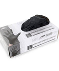 Nitrile Disposable Gloves Extra Large Black Powder Free Industrial Grade Latex Free Dispenser Pack 100 Count For Auto Shops Cops And Tattoo Pros Puncture Resistant Comfortable With High Elasticity shown in packaging.