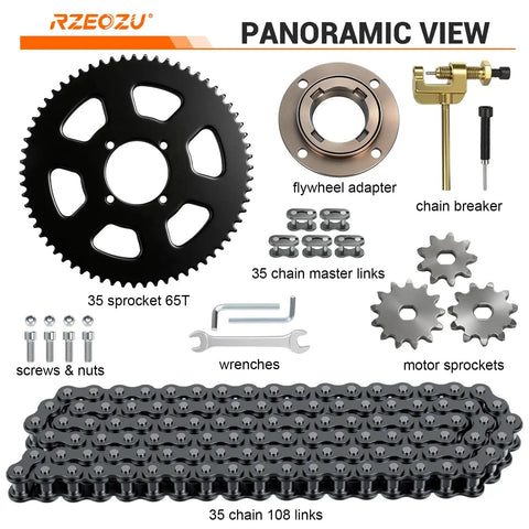 35 Chain Sprocket Upgrade Kit With 65 Tooth 54mm Bore And 108 Link Drive Chain For MX650 MX500 SX500 RSF650 Electric Dirt Bike