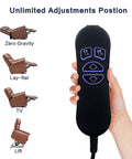 Hand holding 4 Button 5 Pin Prong USB Backlit Handheld Remote For Lift Chairs And Power Recliners, Compatible With Okin Limoss Kaidi Mulin FBS And Other Chair Motors, Built In USB Phone Charging, Ergonomic Grip with chair position icons