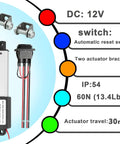 Tiny 12V 1.2 Inch Stroke Electric Linear Actuator With 60N Load 15 mm Per Second Speed IP54 Waterproof Switch And Mounting Bracket