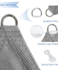 Right Triangle Sun Shade Sail For Patio And Backyard Must Have, UV Resistant And Breathable 180GSM HDPE, Light Gray, D-Ring details