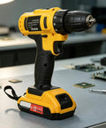 Heavy Duty Cordless Drill With High Torque Motor For Rock Solid Performance Quick Change Chuck Makes Bit Swaps A Breeze on table.