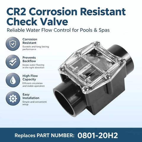 Kickin Flow CR2 Check Valve 2 Inch Pool And Spa Plumbing Replacement Featuring A Badass Hastelloy Spring and Clear Sight Glass Body