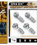Heavy Duty Heim Joint Rod End Kit Two Pair Set With Left And Right Hand Threads Featuring Sealed Greased Chromoly Steel Design For Rock Solid Steering and Long Lasting Ride Stability, 3/4 inch size, chrome steel finish.