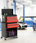 Beefy 8 Drawer Rolling Tool Chest With Lockable Cabinets And Wheels Heavy Duty Removable Toolbox Storage in garage setting