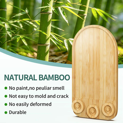 Bamboo 2-in-1 Mixer Slider With Slick Countertop Glide And Has Attachment Holder For Tilt Head Mixers, natural bamboo material with rounded edges.