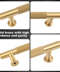 Top Tier Solid Brass Cabinet Pulls Brushed Matte Gold Furniture Hardware Seven And A Half Inch Long Drawer Knobs Heavy Duty Slick Finish, close-up view.
