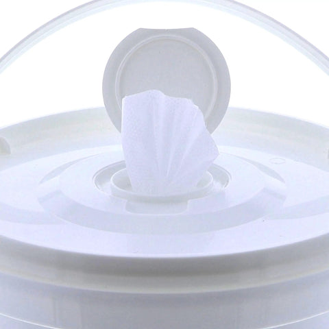 Seventy Percent Isopropyl Alcohol Wipes Bulk Pack Of 2, 2000 Count Total, showing dispenser lid with wipe.