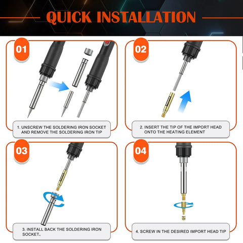 Quick installation guide for SAE Threaded Inserts Kit With Brass Heat Set Inserts For Plastic And 3D Printing, step-by-step process.