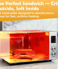 Fast Crispy Microwave Sandwich Maker With Adjustable Silicone Strap Removable Nonstick Grilled Cheese Toaster glowing inside microwave