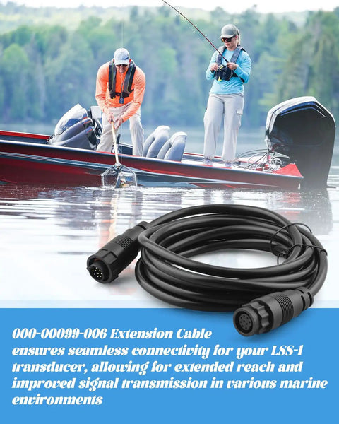 Premium 9 Pin Extension Cable For Lowrance Lss One Lss Two Structure Scan Transducer Replacement Cord 10 Foot with waterproof connectors.