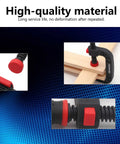 G Clamp Woodworking Tool With Quick Adjustable Movable Jaw For DIY Woodworking And Carpentry Projects 2 Inch Opening 50mm Soft Grip Holding Clamp showing red padded jaw and screw