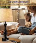 Table Lamps Set Of 2 With Touch Control And USB Ports, 3 Way Dimmable Bedside Lamps For Bedroom, Living Room, And Office, Black Finish