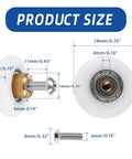 19mm Shower Door Rollers Replacement Set 6 Pieces For Sliding Doors 304 Stainless Steel Screws Copper Core And POM Wheels
