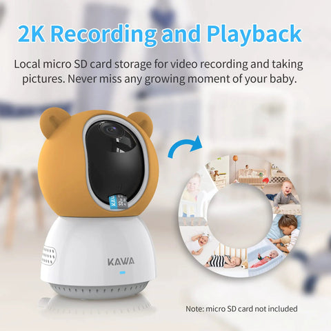 2K Addon Baby Camera For S7 Compatible Video Baby Monitor with bear design and local micro SD card storage