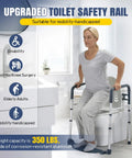 Heavy Duty Bathroom Safety Rails With Footrest And Non Slip Rubber Feet Straight Up Solid Support For Seniors in use for easy standing.