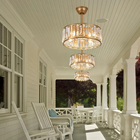 Crystal Caged Ceiling Fan With Light Remote Control 18 Inch Fandelier Chandelier Gold Motor lighting on porch