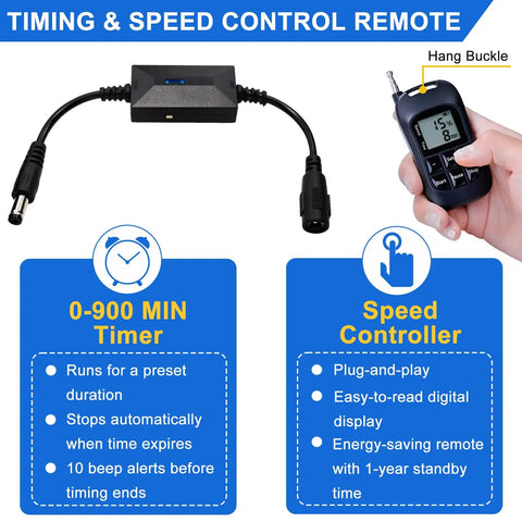 Timing & speed control remote for Really Badass Reciprocating Linear Actuator, featuring timer and speed controller.