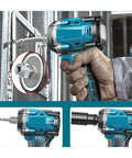 Heavy Hitter Cordless Brushless Impact Wrench With Rock Solid High Torque Output shown in use for auto repairs.