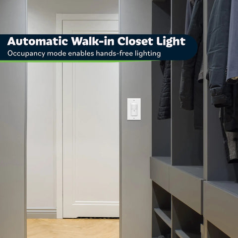 Motion Sensor Switch With PIR Detection Auto On Auto Off 180 Degree Field Of View No Neutral Required on closet wall