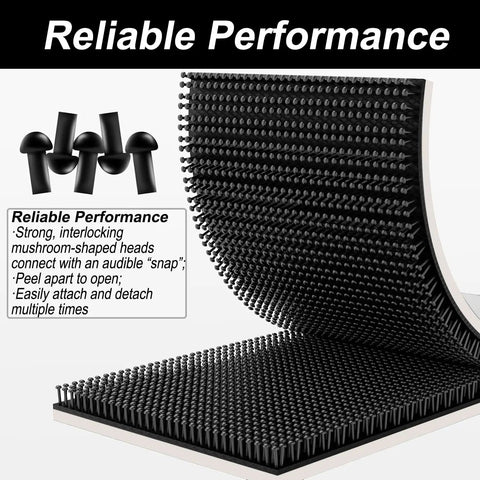 Heavy Duty Reclosable Fastener Tape Featuring Rock Solid Grip Mushroom Stem Mount Strips showing interlocking mushroom heads.