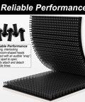 Heavy Duty Reclosable Fastener Tape Black 12 Pack showing interlocking mushroom-shaped heads for reliable performance.