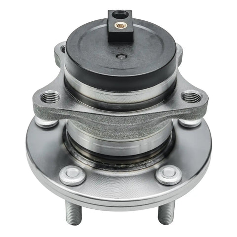 Front Steering Knuckles Wheel Hub Bearings Kit Straight Shot For 07-14 Mazda CX-9 FWD Only Sweet Deal Includes Rear Hubs Encoder ABS 5-Lug 4 Bolt Square Design close-up view