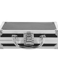 Heavy Duty Metal Briefcase Toolbox With Rugged Handle And Smart Compartments Built Solid For On The Go Handymen Fixing Cars Or Stashing Daily Gear, closed view.