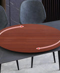 Super Sturdy Bamboo Lazy Susan Turntable With Smooth Swivel Design For Kitchen Table, round bamboo serving board on a dining table.