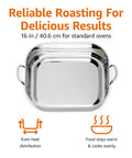 Heavy Gauge Stainless Steel Rectangular Roasting Pan With V Shape Rack Big Bird Turkey Roaster Oven Safe Dishwasher Ready 16 Inch