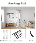 Packing list for White Bifold Barn Doors 24X84 Inch Featuring Killer Full Length Mirror with hardware and handle.