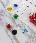 Top Shelf Red Diamond Cut Crystal Glass Cabinet Knobs Slick 30mm Drawer Pull Handles With Shiny Chrome Base And Mounting Screws Knockout Storage Upgrade For Kitchen Cupboards And Dressers in various colors.