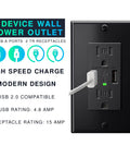 Black 10 Pack 4.8A USB Wall Outlet With Dual USB Ports 15A Tamper Resistant Duplex Receptacle UL Listed with charging cable