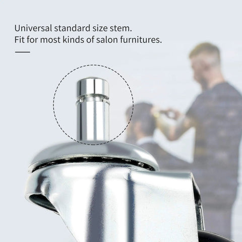 Close-up of the universal 5mm stem on Badass No Sweat Hair Free Caster Wheels For Salon Cart Beauty Table Trays.