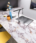Kitchen counter with sink covered in 197 Inches Long And 36 Inches Wide Marble Contact Paper For Countertops Waterproof Peel And Stick Self Adhesive Vinyl Wrap No Mess Easy Install For Kitchen Counters Desks And Table Tops With Seamless Look.