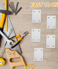 Beefy Flat Corner Brackets Set with tools and screws on wooden surface for easy furniture and shelving connections