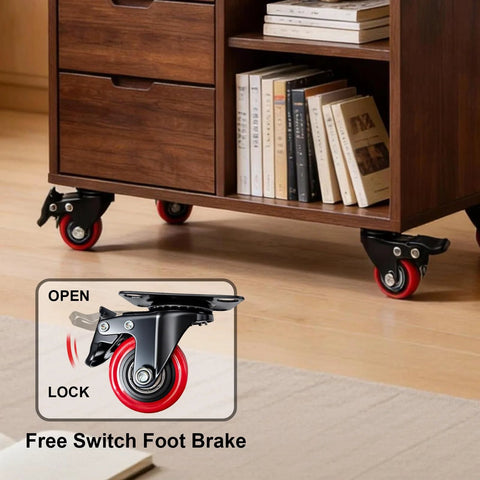 2-Inch Heavy Duty Polyurethane Caster Wheels Set Of 4 With Brakes, Locking Swivel Plate Casters for furniture, installed view