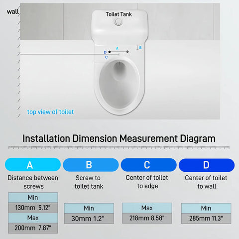 Installation dimension measurement diagram for Rock Solid Toilet Safety Rails With Adjustable Grab Bars And Non Slip Bailout Handles.