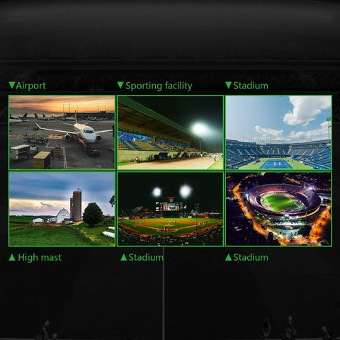 1200W Led Stadium Lights Serve Up Knockout Brightness With A Razor Sharp Thirty Degree Beam Angle For Heavy Duty Outdoor Flood Fixtures Rated As Four Thousand Eight Hundred Watt Metal Halide Equivalents Ip66 Waterproof installed in various stadiums and sporting facilities.