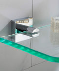 Ventus Bathroom Shelf Chrome Finish With Glass Inset Solid Brass Construction Rust Resistant wall mount detail view