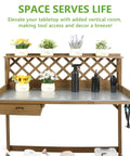 Outdoor Fir Wood Potting Bench With Metal Table Top Drawer Large Bottom Shelf And Open Shelf Garden Work Station with decor