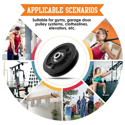 Heavy Duty Nylon Pulley Wheel For Home Gym Cable Setup Replacement With Precision Machined 6202z Metal Bearings and Rock Solid Construction for various applications.